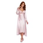 nevway (870) Saten Dantelli Gecelik Ve Sabahlık Takımı - 4370 Pudra L