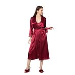 nevway (871) Saten Dantelli Gecelik Ve Sabahlık Takımı - 4370 Bordo S