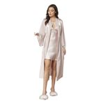 nevway (901) Saten Dantelli Gecelik ve Sabahlık Takımı - 4375 Pudra XL