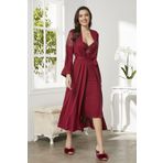 nevway (922) Penye Gecelik Sabahlık Pijama Takım Şort Takım 6'lı Gelin Çeyiz Seti - 5045 Bordo XL