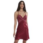 nevway (943) Kadın Saten Dantelli Gecelik 608 Bordo Bordo M