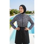 new ats Leopar Desenli Hijab Tam Kapalı Tesettür Mayo 3 lü set paraşüt kumaş