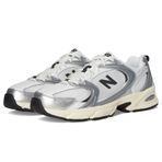New Balance Kadın 530 Spor Ayakkabı, Gümüş Metalik/Siyah Çimento, 7.5 Women/6 Men