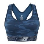 New Balance Kadın Dikişsiz Telsiz, Çıkarılabilir Pedli Racerback Spor Sütyeni, Logolu Alt Bant, Kamuflaj Vintage İndigo, XXL