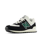 New Balance unisex-yetişkin 574 V2 Varsity Süet Spor Ayakkabı, Siyah/Beyaz/Bataklık Yeşili, 12 Wide Women/10.5 Men