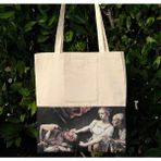New Bazaar Kanvas Bez Çanta - Dokuma Kumaş Desenli - Iç Cepli ve Cırtlı - 36 x 40 cm - Caravaggio - Renkli
