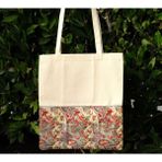 New Bazaar Kanvas Bez Çanta - Dokuma Kumaş Desenli - Iç Cepli ve Cırtlı - 36 x 40 cm - Pateh (Paisley) Desenli - Renkli