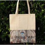 New Bazaar Kanvas Bez Çanta - Dokuma Kumaş Desenli - Iç Cepli ve Cırtlı - 36 x 40 cm - Raphaello - Renkli