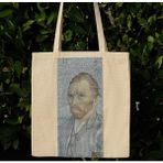 New Bazaar Kanvas Bez Çanta - Dokuma Kumaş Desenli - Iç Cepli ve Cırtlı - 36 x 40 cm - Vincent Van Gogh - Renkli