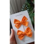 NEW BOWS BANDS Kız Çocuk Ve Bebek Turuncu Fiyonk Toka 2li Set