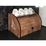 New Bread Box, Ekmeklik, Saklama Gözlü, Baharatlık Rafı, Dekoratif Demonte - Ceviz