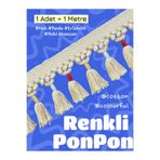 new colourse Multi Renk Pamuk Ponpon Saçak Püskül