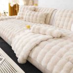 new colourse Peluş 3 Kişilik Kanepe Örtüsü 1 Adet 80X200CM Örtü - 80 x 200 cm - Krem