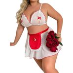 New Dreams Fantazi Tarz Etekli Jartiyer Gecelik Kombin Set 8481 (Renkli, S)