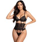 New Dreams Fantezi Kadın Siyah Dantel Body, Dantelli Şık Jartiyer Gecelik, Kadın İç Giyim, Bodysuit Siyah S