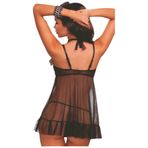New Dreams Fantezi Modern Göz Alıcı Jartiyer Gecelik Tüllü Kombin 8060 (Siyah, L)