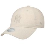 New Era 9Twenty WMNS Midi Linen Yankees Cap Beyzbol Şapkası Kavisli Brim MLB NY York Kadın - Metal Toka, Siperli,, Krem beyaz, Tek Beden