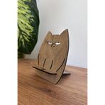 New Jargon Ahşap Somurtan Kedi Telefon ve Tablet Tutucu - Masa Üstü Sabitleyici Stand Telefon Tutacağı