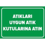 New Jargon Atıkları Uygun Atık Kutularına Atın Levhası - Sac Malzeme 25X35 cm - 25 x 35 cm