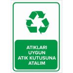 New Jargon Atıkları Uygun Atık Kutusuna Atalım Levhası - Sac Malzeme 35X50 cm - 35 x 50 cm