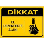 New Jargon Dikkat El Dezenfekte Alanı Levhası - Sac Malzeme 25X35 cm - 25 x 35 cm
