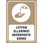 New Jargon Lütfen Ellerinizi Dezenfekte Ediniz Kahverengi Renk Sac Malzeme 25 x 35 cm SYL38 - 25 x 35 cm