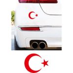 New Jargon Türk Bayrağı Ay Yıldız Araba Oto Sticker - Motor Sticker - Ay Yıldız Çıkartma - Kırmızı - 10 CM
