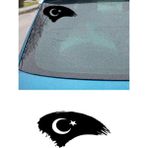 New Jargon Türk Bayrağı Oto Kapı Cam Kaput Sticker - Oto Sticker - Araba Sticker - 20CM - Siyah