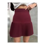 NEW JOURNAL Kadın Bordo Kumaş Pileli Mini Etek Nwj-etk-258032