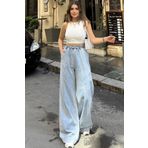 NEW LAVİVA Kadın Bol Paça Mavi Kar Yıkama Kot Pantolon - 700-kt-0088