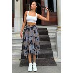 NEW LAVİVA Kadın Laci & Ekru Desenli, Asimetrik Kesim, Hareketli, Rahat Moda Etek