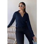 NEW LAVİVA Kadın Laci Polo Yaka Basic Bluz, Uzun Kol, Regular Kesim, Günlük Ve Spor Kaliteli Kumaş Sweatshirt