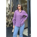 New Laviva Kadın Mor Basic Model, Gofre Kumaş, Salaş Gömlek - 40