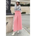 New Laviva Kadın Pudra Önü Plise Detaylı, A Kesim, Arkası Fermuar Kapamalı, Uzun Kaşe Etek - 42