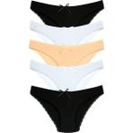 New Lilla 1101 Bikini Kadın T. Dantelli Külot Paketi - XL - Siyah - Beyaz - Ten