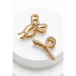 New Obsessions 4 cm Metal İnci Dekorlu Fiyonk ve Damla Mandal Toka