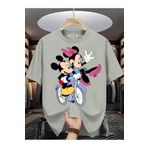 New Shine Mickey Minnie Mouse Baskılı Oversize T-Shirt