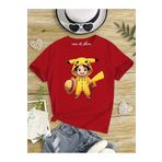 New Shine PIKACHU KOSTUMLU LUFFY BASKILI OVERSİZE ÇOCUK T-SHİRT