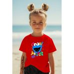 New Shine Sepette 6 Ve Üzeri Alımlarda 1 Tişört Hediyedir - Kurabiye Canavarı Baskılı Oversize Çocuk T-shirt