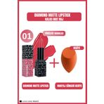 New Well Matte Lipstick 01 Gün Boyu Kalıcı+Makyaj Süngeri Hediye