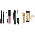 New Well Porcelain Make Up Dipliner+Derma Yoğun Kapatıcı Fondöten 01 Gold+Porcelain Make Up Lipstick D-204 6 Ml+Maskara 8 gr
