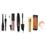 New Well Porcelain Make Up Dipliner+Derma Yoğun Kapatıcı Fondöten Bronze+Porcelain Make Up Lipstick D-204 6 Ml+Maskara 8 gr