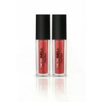 New Well Professional Shiny Liquid Lipgloss - Işıltılı Kırmızı/Mercan Dudak Parlatıcısı - 2'Li Avantaj Paketi