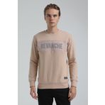New World 22FWM60117 Bisiklet Yaka Bej Erkek Sweatshirt