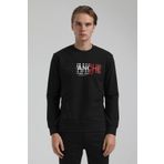 New World 22FWM60123 Bisiklet Yaka Siyah Erkek Sweatshirt
