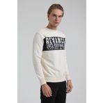 New World 22FWM60130 Bisiklet Yaka Ekru Erkek Sweatshirt