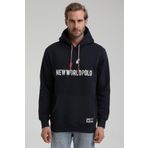 New World 22FWM64032 Lacivert Polo Kapüşonlu Slim Fit Erkek Sweatshirt