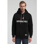 New World 22FWM64032 Siyah Polo Kapüşonlu Slim Fit Erkek Sweatshirt