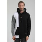 New World 22FWM64033 Siyah Polo Kapüşonlu Slim Fit Erkek Sweatshirt