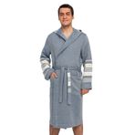 New York Fitty Lacivert Organik Pamuk Peştemal Bornoz L/X-Large (Lacivert/Ekru)